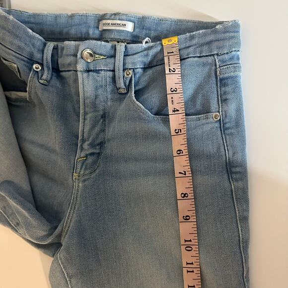 Good American Women's Good Leg Light Wash Skinny Jeans Raw Hem Size 6 28 - Picture 12 of 13